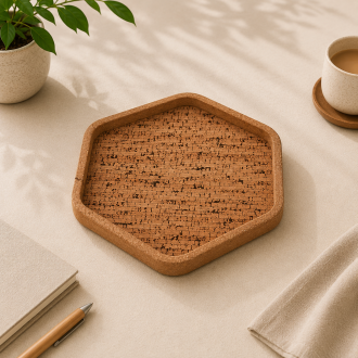 Premium Cork Hexagon Tray – Eco-Friendly Decorative Serving & Organizer Tray