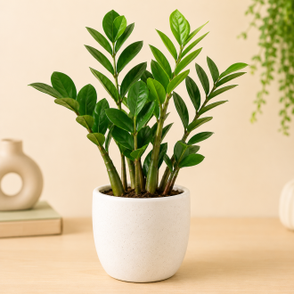 Urban Nursery ZZ Plant Live Indoor Plant with White Pot | Air Purifying Low Maintenance Plant | Lucky Zanzibar Gem Plant