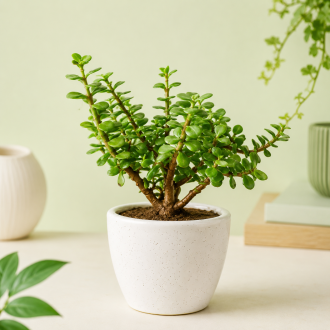 Urban Nursery Jade Plant Live Indoor Succulent with White Pot | Lucky Money Plant for Home & Office Decor |